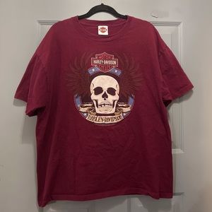Red XL Harley Davidson T-Shirt. Skull on front, eagle on back.
